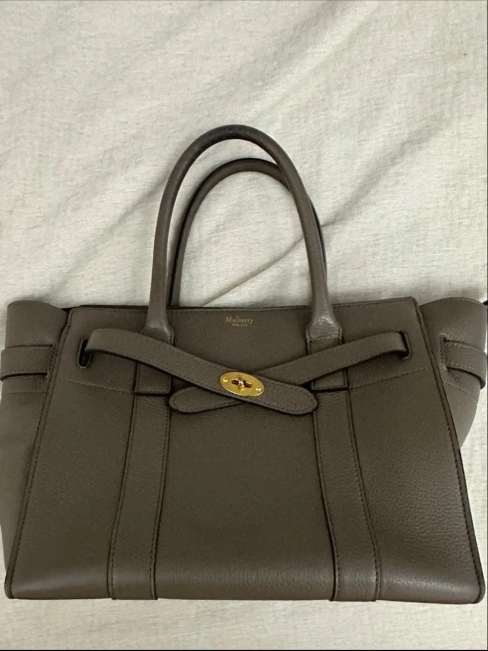 Mulberry Olive Brown Leather Satchel with Gold Hardware